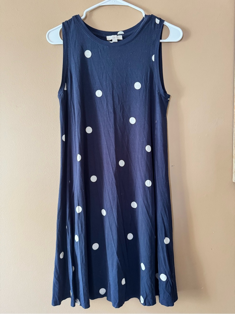 LOFT Navy Tee with Subtle Dot Detail